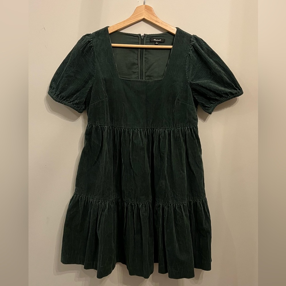 Madewell dark green short corduroy dress
